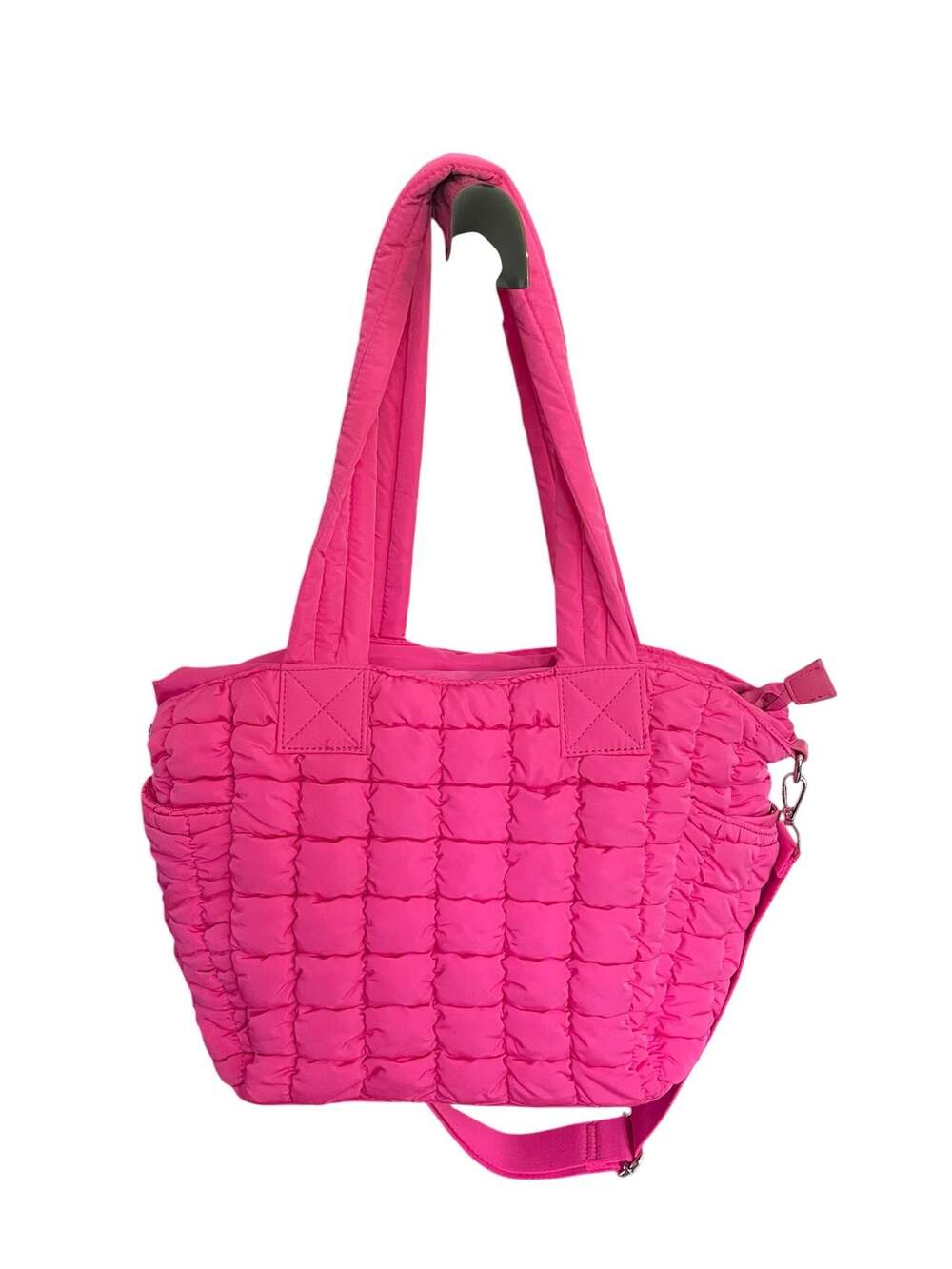 EcoStitch USA Hot Pink Quilted Puffer Tote Bag Crossbody Travel Lightweight - Picture 9 of 14